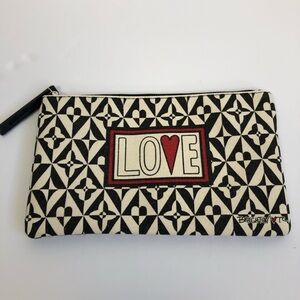Brighton Geometric Black and Cream LOVE Cosmetic Bag